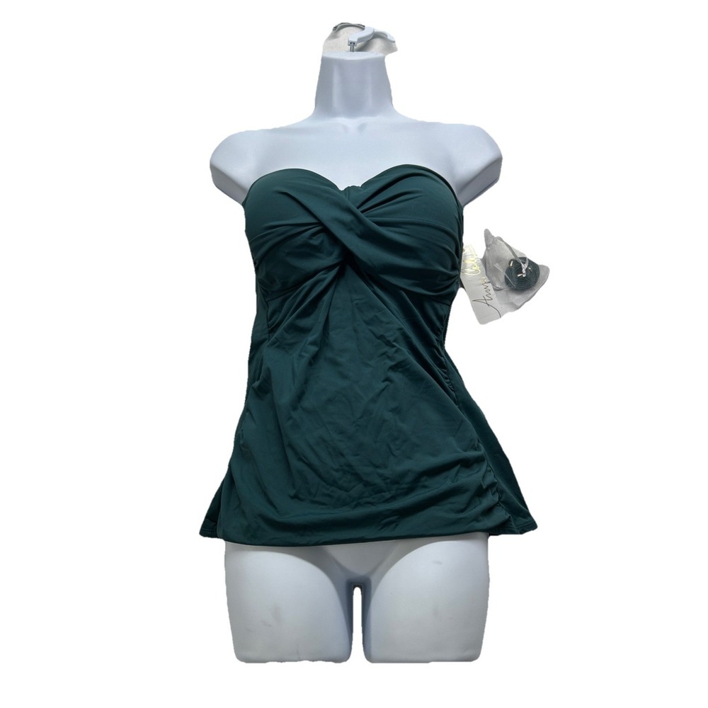Anne Cole Tankini Swimsuit L‎ Women's Green Eucalyptus Swimwear